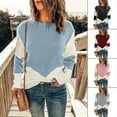 thumbnail image 3 of Pulls en Tricot à Manches Longues Couleur Contrastée Doux Décontracté Confortable pour Automne Hiver Printemps, 3 of 5