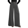 thumbnail image 3 of Womens Spring Wide Leg Trousers Loose Pleated Long Flowy Palazzo Work Pants with Pockets Gray XXL, 3 of 8