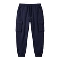 thumbnail image 5 of Men's Fleece Multi Pocket Sweatpants Loose Fit Cuffed Ankle Casual Joggers with Drawstring Elastic Waist Solid Color Lounge Trousers for Winter, 5 of 7