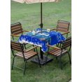 thumbnail image 3 of Outdoor Tablecloth with Umbrella Hole and Zipper, Blue Christmas Truck Square Table Cloth 60x60 Inch Waterproof Tablecloth, Xmas Tree Snowman Snowflake Picnic Table Cover for Patio Camping, 3 of 7