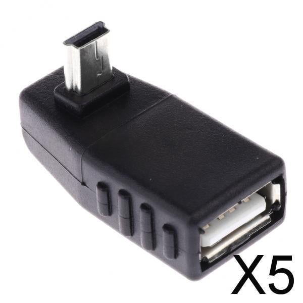 Conector Adaptador OTG Baoblaze Mini USB Macho a USB Hembra 5 Piezas 5x90 Grados