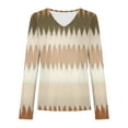thumbnail image 4 of Hvot&aat Women's V Neck Long Sleeve Tops Casual Comfy Color Block Home T-shirt Loose Textured Blouses, 4 of 4