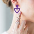 thumbnail image 3 of Honrane Vibrant Heart Earrings Heart Earrings Women's Candy-colored Heart Dangle Earrings Lightweight Acrylic Double Heart Drop Earrings for Valentine's Day, 3 of 8