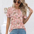 thumbnail image 6 of Pink Office Blouses for Women for Work, Polyester Cute Summer Shirts for Women, Short Sleeve Tops for Women, L Women'S Tops, Crew Neck Oversized Tshirts for Women, Tops Tops for Women Trendy, 6 of 7