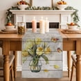 thumbnail image 2 of Table Runner 90 Inches Long for Kitchen Dining, Yellow Tulip Dresser Scarf Farmhouse, Dining Table Decorations for Wedding/Parties, Vintage Spring Floral Retro Art Butterfly Wooden 13 x 90 In, 2 of 8