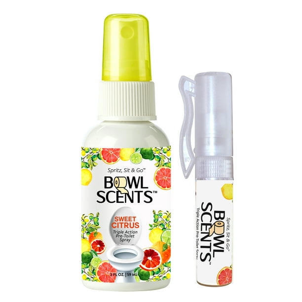Bowl Scents PrePoop Toilet Spray Citrus 2 oz + Mini Traveler
