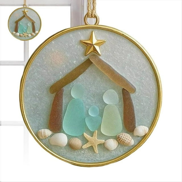 Adornos Navideños Costeros de Acrílico, Adorno Navideño Costero, Colgante con Temática de Playa para Ventana, Pared, Sala de Estar, Vacaciones B
