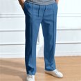 thumbnail image 5 of VNKIDY Men's Casual Pants Casual Solid Color Loose Fit Sweatpants Elastic Waisted Drawstring Straight Leg Trousers For All Season Wear Trendy Pants, 5 of 9