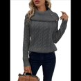 thumbnail image 1 of Suéter de Mujer con Cuello Alto y Mangas Raglán de Punto Gris Oscuro L, 1 of 10