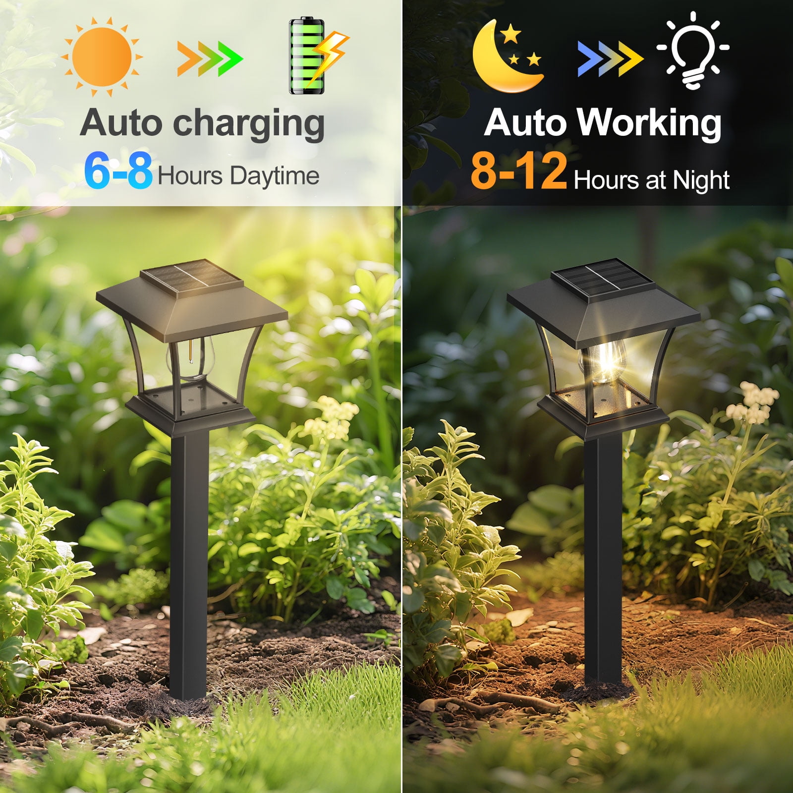 12 Pack Solar Lights Outdoor for Garden Walkway Pathway Lawn Yard Decorative Landscape Lighting. (Warm White, 12)