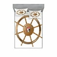 thumbnail image 2 of Ambesonne Vintage Fitted Sheet & Pillow Sham Set, Pirate Sea Ship Wheel, Twinxl, Brown Black, 2 of 3