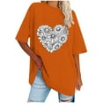 thumbnail image 2 of WREESH Oversized Casual T-Shirts Women's Short Sleeve Round-Neck Graphic Tops Orange, 2 of 5