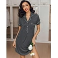 thumbnail image 4 of Ekouaer Women's Nightgown Button Down Nightshirt V Neck Sleepshirt Short Sleeve Sleepwear, 4 of 6