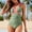Light Green, variant on Women's Border Split Swimsuit Tight Fitting European And Deep V Sexy Backless Bikini