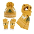 thumbnail image 1 of Conjunto de 3 piezas de gorro y bufanda de punto para mujer, gorro de lana gruesa, guantes y bufanda para Navidad, 1 of 6