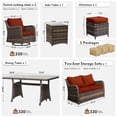 thumbnail image 6 of MEISSALIVVE 7 Pieces Outdoor Patio Furniture Set with Swivel Chairs, Wicker Patio Conversation Set, Patio Sectional Furniture Set with with Loveseat, 2 Ottomans and Dining Table (Red), 6 of 10