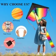 Crogift 3-Pack Large Kites Set - Delta, Devil Fish, Octopus Designs - For Kids & Adults Outdoor Fun