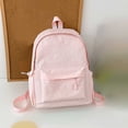 thumbnail image 2 of FUZHIQ Textured Solid Color School Backpack for 3rd 4th 5th 6th Grade, Lightweight Crinkled Fabric Bookbag with Front Pocket, Casual Elementary Middle School Bag, Pink, 2 of 9