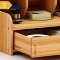 thumbnail image 2 of CIMAXIC Wooden Pen Holder Storage Box Large Capacity Creative Fashion Simple Multi-Divided Pen Holder Office Desktop Storage Shelf (Cherry),10.04"X8.27"X5.91", 2 of 5