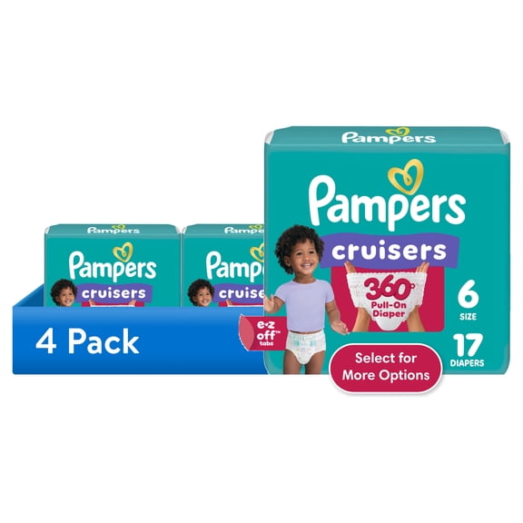 (4 pack) Pampers Cruisers 360 Baby Diapers Size 6, 17 Count (Select for More Options)