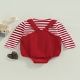 thumbnail image 4 of Baby Girls Jumpsuit Outfit Striped Long Sleeve Tops and Rompers Set, 4 of 8