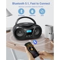 thumbnail image 4 of Prociv CD Player Boombox with FM Radio,Bluetooth 5.1,Clear Sound,LCD Display,USB/AUX Input,AC/Battery Powered,CD/CD-R/CD-RW Compatible,3.5mm Headphone Jack,Sleep Timer for Home,Seniors,Kids Black, 4 of 9