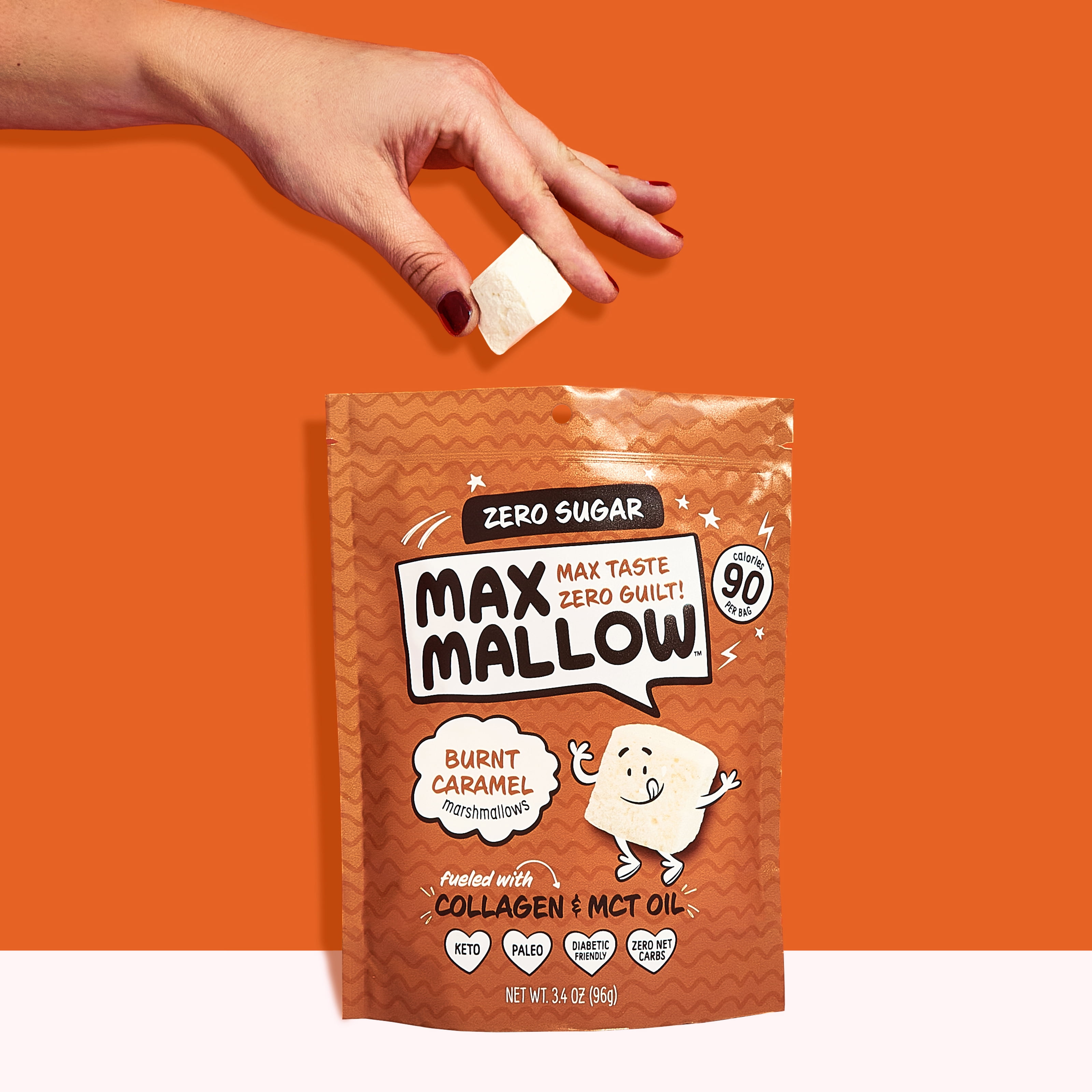 (3 pack) Know Brainer Max Mallow Burnt Caramel -Guilt-Free & Zero Sugar Marshmallows -Low Carb and Zero Fat
