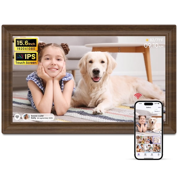 Open Box RCA 15.6" WiFi Digital Picture Frame Large Electronic Uhale Photo Video Frames with 32GB Memory 1920x1080P FHD IPS Touch Screen Auto Rotate Wall Mountable, Share from Phone to Cloud Frame Anywhere