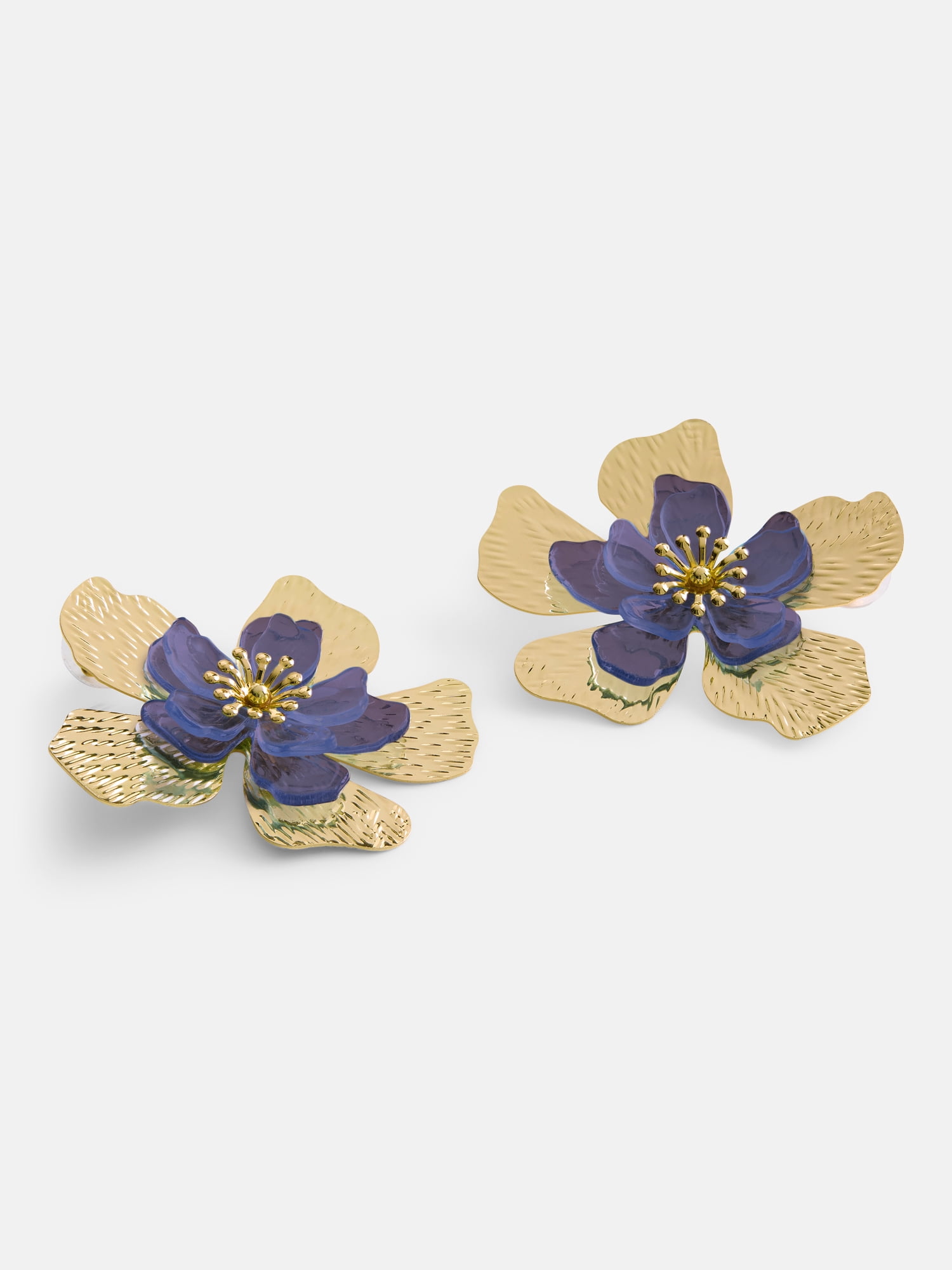 Free Assembly Women's Sculpted Flower Stud Earrings