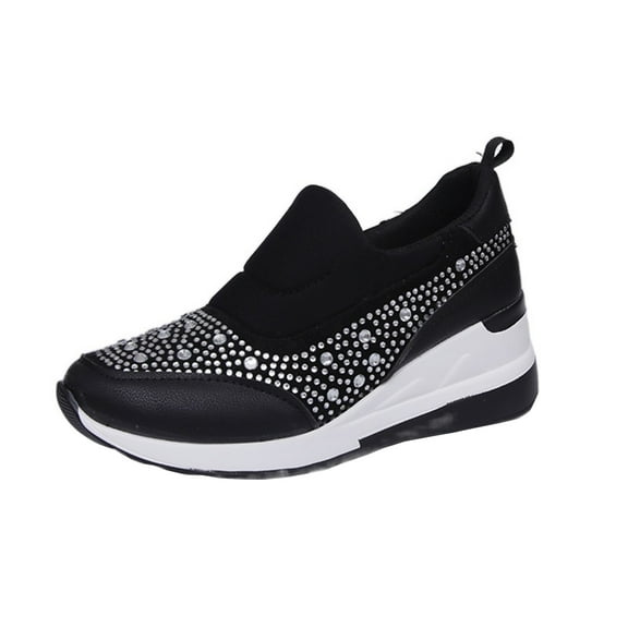 Fesfesfes Women Sneakers Wedge Shoes Women's Casual High-heeled Slip-on Shoes Fashion Casual Slip-on US:7(39)