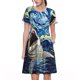 thumbnail image 1 of Easygdp Vintage Starry Sky Shark para Vestido Transpirable de Mujer, Vestido Suelto de Manga Corta con Pliegues y Bolsillos para el Verano, 1 of 6