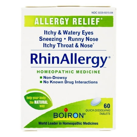 Boiron RhinAllergy Tablets, Homeopathic Medicine for Allergy Relief, Itchy & Watery Eyes, Sneezing, Runny Nose, Itchy & Throat & Nose, 60 Tablets