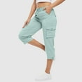 thumbnail image 4 of FAHXNVB Womens Cargo Capris Pants High Waist Casual Capri Pants with Pockets Dressy Lightweight Loose Fit Baggy Hiking Cargo Pants, 4 of 7