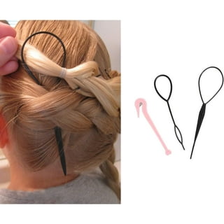 Topsy Tail Hair Tools, 4 Pcs Topsy Tail Hair Loop Styling Tool, Hair Flip  Tool with 10pcs Hair Ties, Pink 