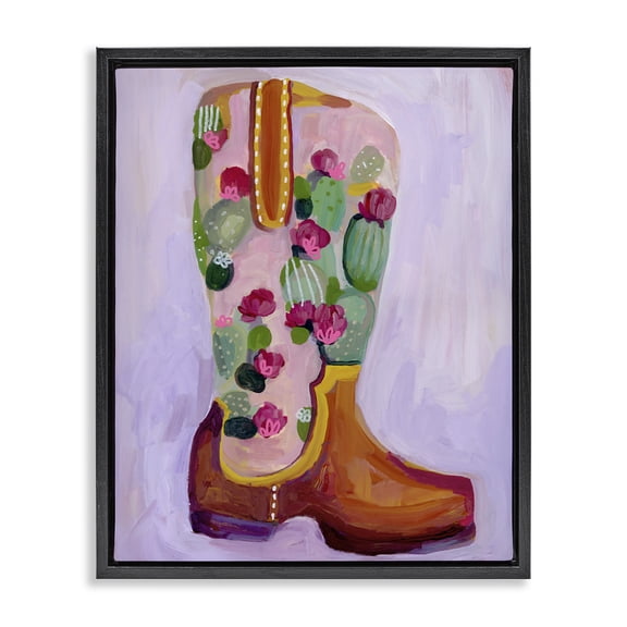 Desert Day Dream Boots Black Framed Floater Canvas Wall Art, design by Ashley Davis