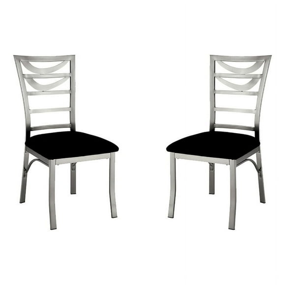 Bowery Hill 19" Contemporary Stainless Steel Dining Chair in Silver (Set of 2)