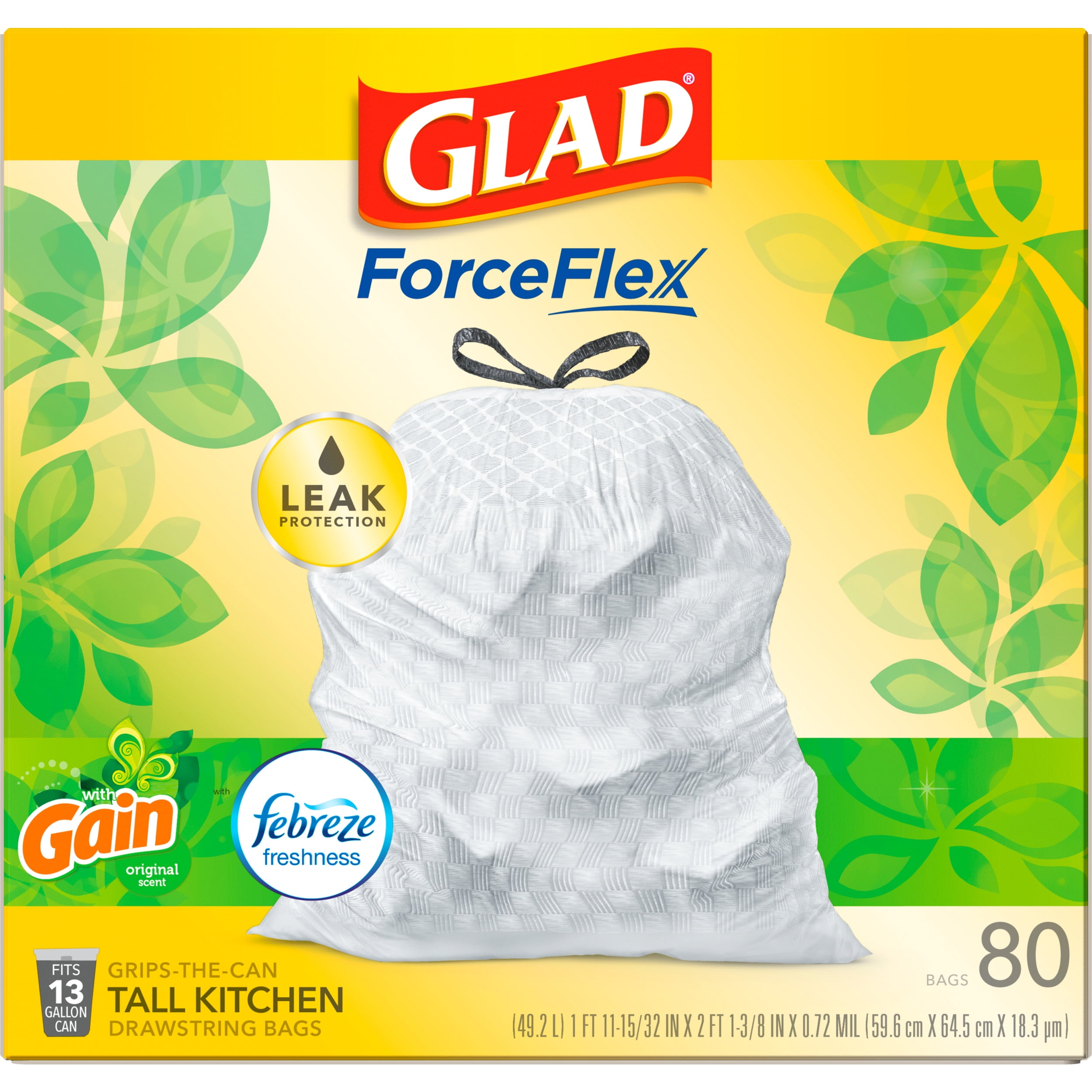 Glad Forceflex Tall Kitchen Drawstring Trash Bags – 13 Gallon Trash Ba –  KOL PET