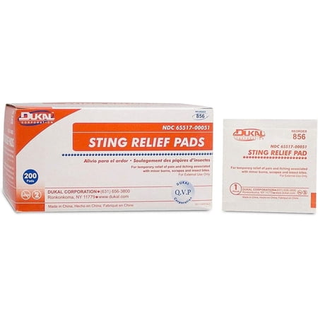 Anesthetic Sting Relief Pads, 200-Pack, 2-Ply