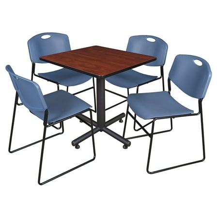UPC: 0843532042205 | Regency Kobe Square Breakroom Table with 4 Stackable Zeng Chairs