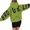 thumbnail image 1 of Women'S Long Sleeved Zipperless New York Printed Hoodie With Back, Green Xxl, 1 of 4
