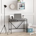 thumbnail image 3 of Henn&Hart 36" Modern Metal Desk with Tempered Glass Top in Black, 3 of 3