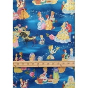 100% Cotton Fabric "Disney's Princess Cinderella, her StepSisters and Prince/SBY