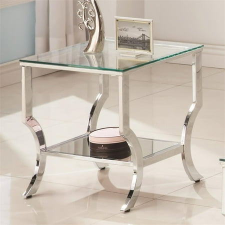 - Bowery Hill 1 Shelf Glass Top End Table in Chrome