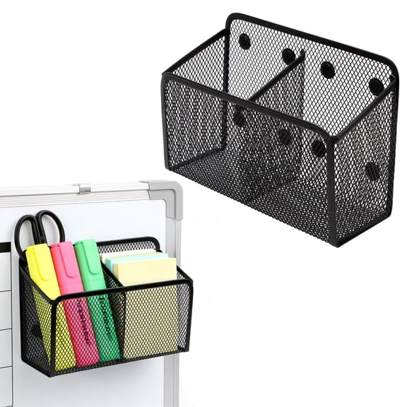 Magnetic Water Drink Packet Holder, TSV 2 Compartments Magnetic Metal Mesh Tea Bag Organizer Sugar Packet Basket, Kitchen Organizers and Storage for Refrigerator and Countertop
