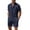 Navy Blue, variant on COOFANDY Men's 2 Pieces Linen Set Henley Shirt Short Sleeve and Shorts Summer Beach Yoga Matching Outfits