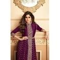 thumbnail image 3 of Ramadan Special Pakistani Anarkali Gown Dress Designer Indian Salwar Kameez Suits ( Purple, S - 38 ), 3 of 5