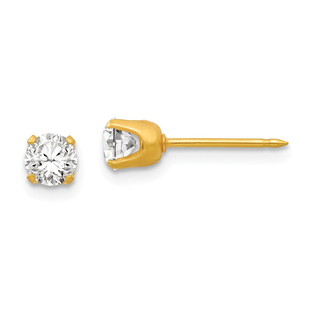 Solid 14k Yellow Gold 5mm CZ Cubic 