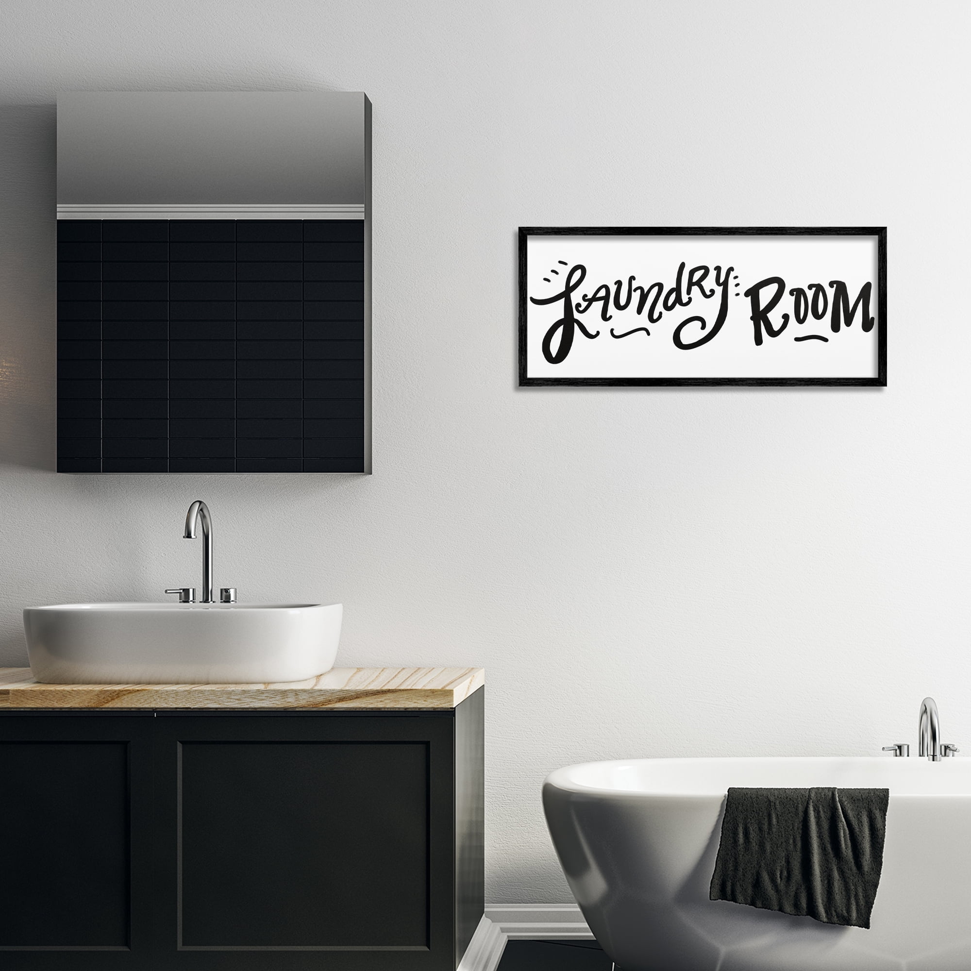 Stupell Industries Laundry Room Fun Typography Black Framed Giclee Art, design by SD Graphics Studio