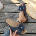 thumbnail image 4 of Slippers for Women, Open Toe Wedge Heel Thick Bottom Slide Sandals for Summer Casual Beach, 4 of 9