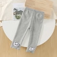 thumbnail image 4 of MeetoTime Toddler Baby Clothes Solid Color Elastic Waist Leggings Girls Fall Winter Thick Warm Fleece Skinny Pants 12 Months-4 Years, 4 of 5
